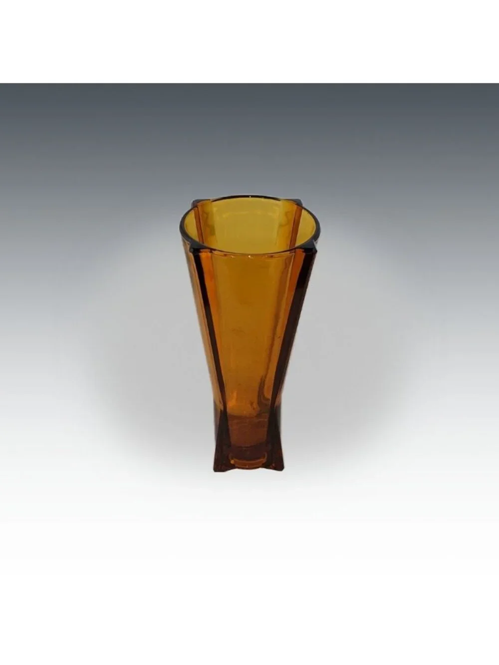MCM Anchor Hocking Amber Glass Hexagonal Atomic Rocket Vase